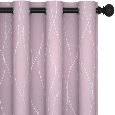 Deconovo Soft Dotted Line Foil Printed Blackout Curtains Thermal Insulated Eyelet Curtains W46 X L90 Inch Light Pink 2 Panels - image 1