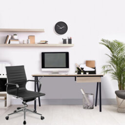 RB UK Nautilus Designs Oak Computer Desk With Black Frame & Suspended Underdesk Drawer - thumbnail 4
