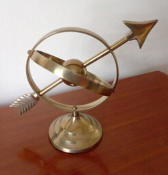 Inspirational Gifting Armillary Sphere Globe Desk Top Brass Ornament Sculpture - thumbnail 3