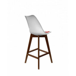Fusion Living Soho White & Red Plastic Bar Stool With Dark Wood Legs - thumbnail 6