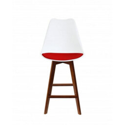 Fusion Living Soho White & Red Plastic Bar Stool With Dark Wood Legs - thumbnail 5