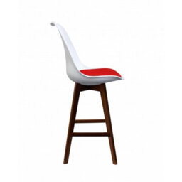 Fusion Living Soho White & Red Plastic Bar Stool With Dark Wood Legs - thumbnail 4