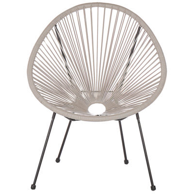 Wyld And Coco Garden Chair Light Grey Pe Rattan Papasan Modern Round Indoor Outdoor Lounge - W70 X D90 X H87Cm - image 1