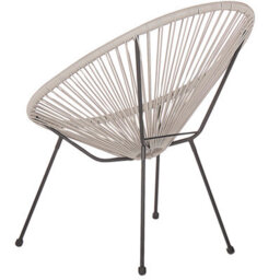 Wyld And Coco Garden Chair Light Grey Pe Rattan Papasan Modern Round Indoor Outdoor Lounge - W70 X D90 X H87Cm - thumbnail 5