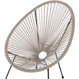 Wyld And Coco Garden Chair Light Grey Pe Rattan Papasan Modern Round Indoor Outdoor Lounge - W70 X D90 X H87Cm - thumbnail 6