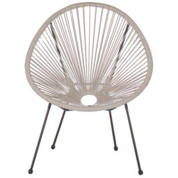 Wyld And Coco Garden Chair Light Grey Pe Rattan Papasan Modern Round Indoor Outdoor Lounge - W70 X D90 X H87Cm - thumbnail 1