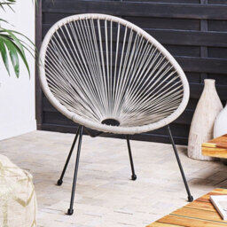 Wyld And Coco Garden Chair Light Grey Pe Rattan Papasan Modern Round Indoor Outdoor Lounge - W70 X D90 X H87Cm - thumbnail 2