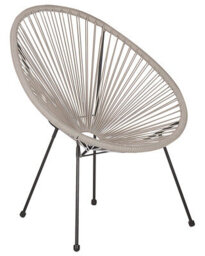 Wyld And Coco Garden Chair Light Grey Pe Rattan Papasan Modern Round Indoor Outdoor Lounge - W70 X D90 X H87Cm - thumbnail 3