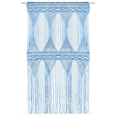 Berkfield Practical Macrame Curtain Blue 140X240 Cm Cotton