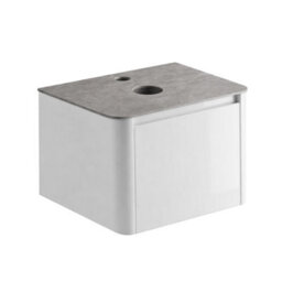 Plum&clay Mayfair Gloss White Wall Hung Bathroom Vanity Unit With Grey Marble Countertop (W)650mm (H)406mm - thumbnail 3
