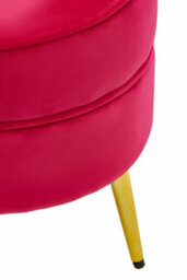 Premier Housewares Interiors By Premier Elegant Round Bright Pink Velvet Gold Leg Footstool, Plush Foam Padded Gold Finished Footrest For Bedrooms - thumbnail 7