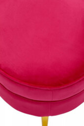 Premier Housewares Interiors By Premier Elegant Round Bright Pink Velvet Gold Leg Footstool, Plush Foam Padded Gold Finished Footrest For Bedrooms - thumbnail 8