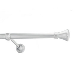 Toolty Chrome Metal Curtain Pole 19mm With Finials Rod Classic Brackets Liberty 390Cm