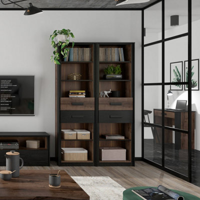 Heze Furniture Kassel Contemporary Style Tall Bookcase With 2 Drawers - image 1