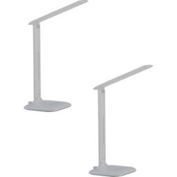 Set Of 2 Modern White Steel Touch Table Lamps With Dimmable Led
