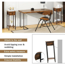 Set Of 2 Narrow Bedside Tables, Wooden Nightstands With Drawer - thumbnail 3