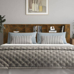 Berkfield Headboard Cabinet Smoked Oak 220X18.5X104.5 Cm - thumbnail 3