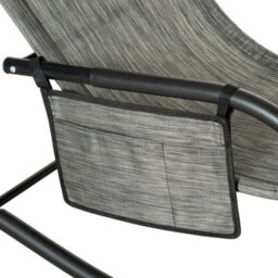 Outsunny Breathable Mesh Rocking Chair Outdoor Recliner W/ Headrest Dark Grey - thumbnail 9