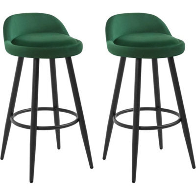 Dark Green 2X Tall Bar Stool, Bar Chair With Backrest, Kitchen Stool, Breakfast Stool - image 1