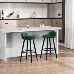 Dark Green  2X Tall Bar Stool, Bar Chair With Backrest, Kitchen Stool, Breakfast Stool - thumbnail 4