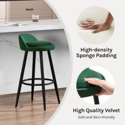 Dark Green  2X Tall Bar Stool, Bar Chair With Backrest, Kitchen Stool, Breakfast Stool - thumbnail 5