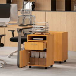 Homcom 60Cm Filing Cabinet With Drawers And Open Shelf, Natural - thumbnail 9