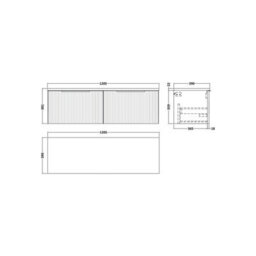 Balterley Tixall Fluted 2 Drawer Wall Hung Vanity Unit With Laminate Worktop, Satin Green, 1200mm - thumbnail 2