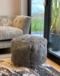 Beautiful Beanbags Luxury Faux Fur Beanbag Cube Footstool Large Pouffe Bean Bags - Grey