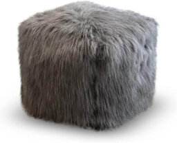 Beautiful Beanbags Luxury Faux Fur Beanbag Cube Footstool Large Pouffe Bean Bags - Grey - thumbnail 2