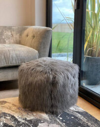 Beautiful Beanbags Luxury Faux Fur Beanbag Cube Footstool Large Pouffe Bean Bags - Grey - thumbnail 3