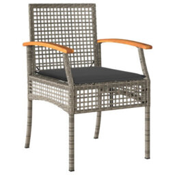Berkfield 9 Piece Garden Dining Set With Cushions Grey Poly Rattan - thumbnail 3