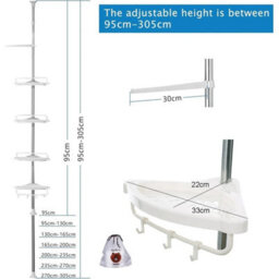 4-Tier Telescopic Bathroom Corner Shelf Shower Storage Caddy - thumbnail 2