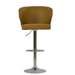 Lakeland Furniture Asham Light Tan Brown Faux Leather Chrome Gas Lift Base Bar Stool