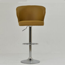 Lakeland Furniture Asham Light Tan Brown Faux Leather Chrome Gas Lift Base Bar Stool - thumbnail 3