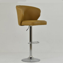 Lakeland Furniture Asham Light Tan Brown Faux Leather Chrome Gas Lift Base Bar Stool - thumbnail 4