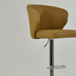 Lakeland Furniture Asham Light Tan Brown Faux Leather Chrome Gas Lift Base Bar Stool - thumbnail 8