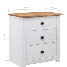 Vidaxl Bedside Cabinet White 46X40X57 Cm Pinewood Panama Range - thumbnail 9