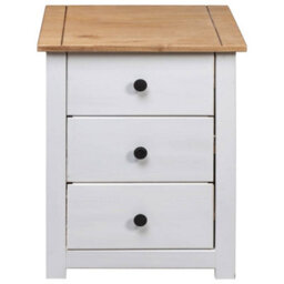 Vidaxl Bedside Cabinet White 46X40X57 Cm Pinewood Panama Range - thumbnail 6