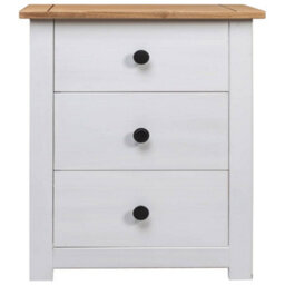 Vidaxl Bedside Cabinet White 46X40X57 Cm Pinewood Panama Range - thumbnail 3