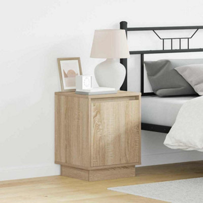 Berkfield Bedside Cabinet With Led Lights Sonoma Oak 39X34,5X50 Cm - image 1