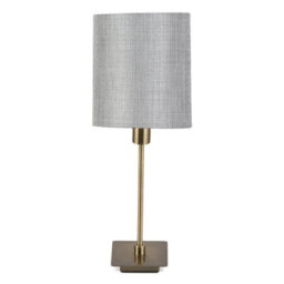 Lighting Supermarket Darwen Square Stick Antique Brass Table Lamp With Grey Linen Shade - thumbnail 1
