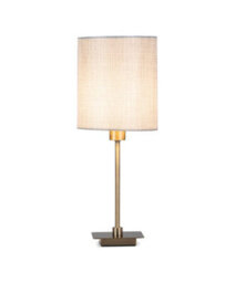 Lighting Supermarket Darwen Square Stick Antique Brass Table Lamp With Grey Linen Shade - thumbnail 2
