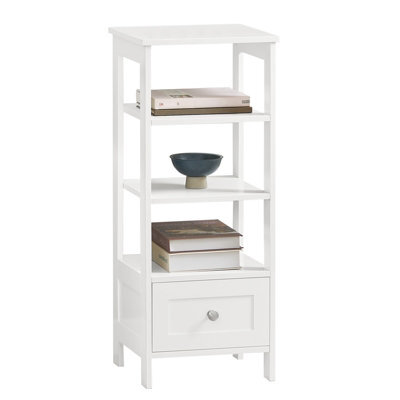 Sobuy Fbt91-W, Side Table End Table Bedside Table With 3 Shelves And 1 Drawer,white,w30Xd28Xh74 - image 1