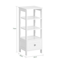 Sobuy Fbt91-W, Side Table End Table Bedside Table With 3 Shelves And 1 Drawer,white,w30Xd28Xh74 - thumbnail 3