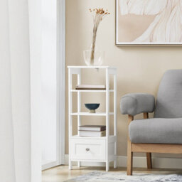Sobuy Fbt91-W, Side Table End Table Bedside Table With 3 Shelves And 1 Drawer,white,w30Xd28Xh74 - thumbnail 2