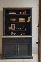 Statement Furniture Florence Navy Blue Display Cabinet With Height Adjustable Shelves And Cupboard - thumbnail 1