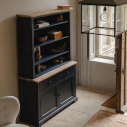 Statement Furniture Florence Navy Blue Display Cabinet With Height Adjustable Shelves And Cupboard - thumbnail 2