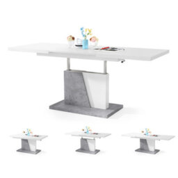 Heze Furniture Gala 2 In 1 Extending Coffee / Dining Table - White / Concrete - thumbnail 2
