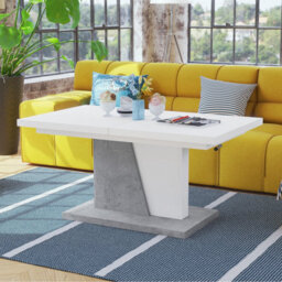 Heze Furniture Gala 2 In 1 Extending Coffee / Dining Table - White / Concrete - thumbnail 3