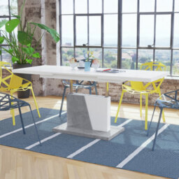 Heze Furniture Gala 2 In 1 Extending Coffee / Dining Table - White / Concrete